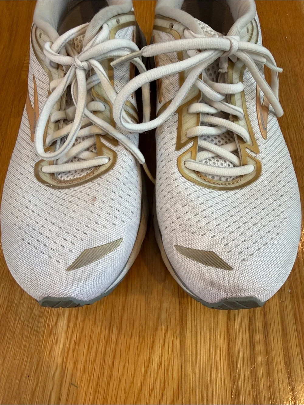 Brooks Adrenaline Women's White Running Sneakers with Gold Accents